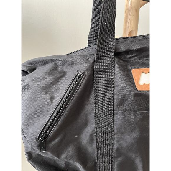 Casual Large Soft Duffle Tote Travel Bag Black Canvas W Pocket - Picture 2 of 7